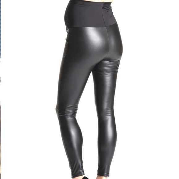 Patent Faux Leather Maternity Leggings with Full Panel in Black Size XL NWT - Picture 5 of 10